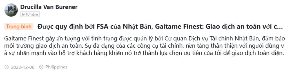 Sàn Gaitame Finest có lừa đảo không? Đánh giá sàn Gaitame Finest năm 2025 6 Sàn Gaitame Finest Được quy định bởi FSA của Nhật Bản