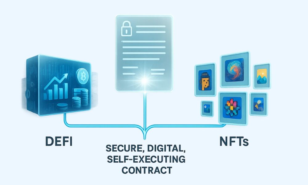 Ethereum là gì? Đánh giá ETH chi tiết nhất 2025 3 Công nghệ cốt lõi của Ethereum: Hợp đồng thông minh (Smart Contracts) là nền tảng cho DeFi và NFTs