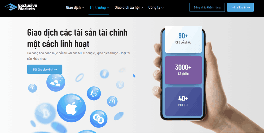 Sàn Exclusive Markets có uy tín không? Đánh giá chi tiết sàn năm 2025 3 danh mục sản phẩm sàn exclusive markets