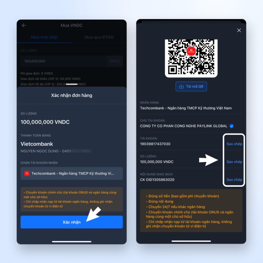 Hướng dẫn chi tiết cách nạp tiền và rút tiền sàn Onus mới nhất 2025 3 mua vndc onus trực tiếp