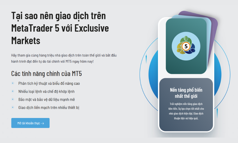 Sàn Exclusive Markets có uy tín không? Đánh giá chi tiết sàn năm 2025 4 nền tảng giao dịch mt5 sàn exclusive markets