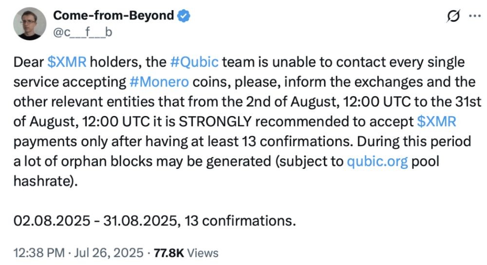 Monero có thể bị tấn công đến 51% từ dự án Qubic 2 Qubic là một dự án blockchain lớp một (L1) được thành lập bởi CFB