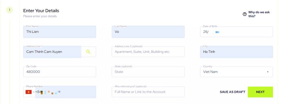 Hướng dẫn chi tiết cách mở tài khoản sàn Global Prime 2025 4 Bổ sung thông tin
