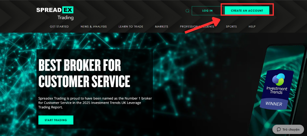 Hướng dẫn chi tiết cách mở tài khoản sàn Spreadex 2 Bước 1: Truy cập vào website sàn Spreadex