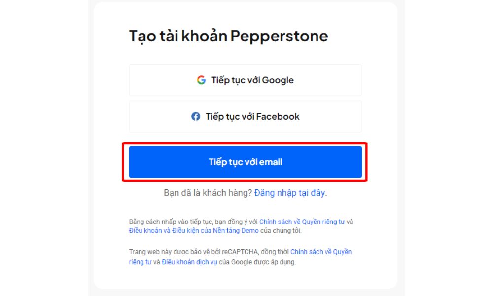 Có 3 hình thức để đăng ký tài khoản