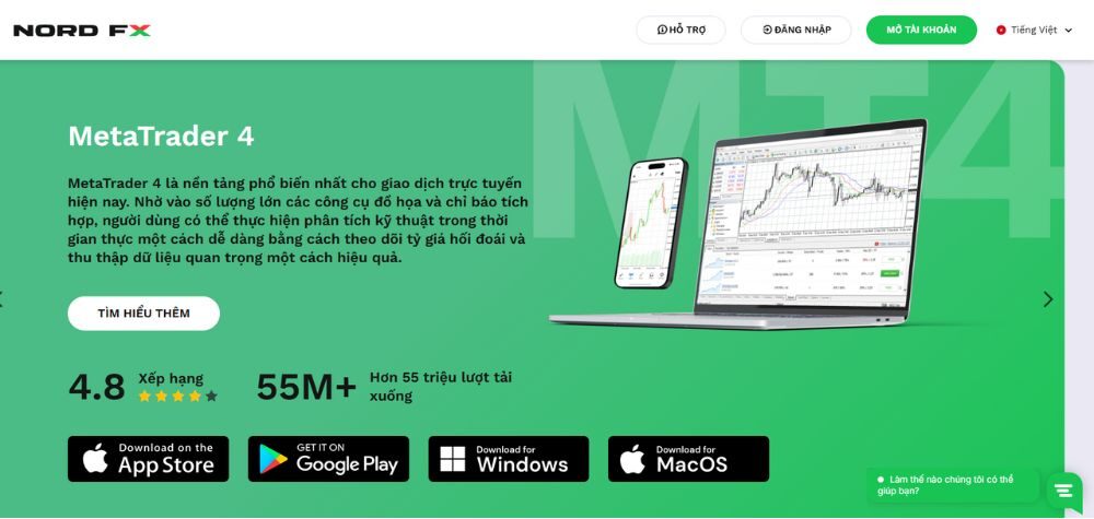 Sàn NordFX có uy tín không? Đánh giá chi tiết sàn 2025 3 Nền tảng MT4 tại sàn NordFX
