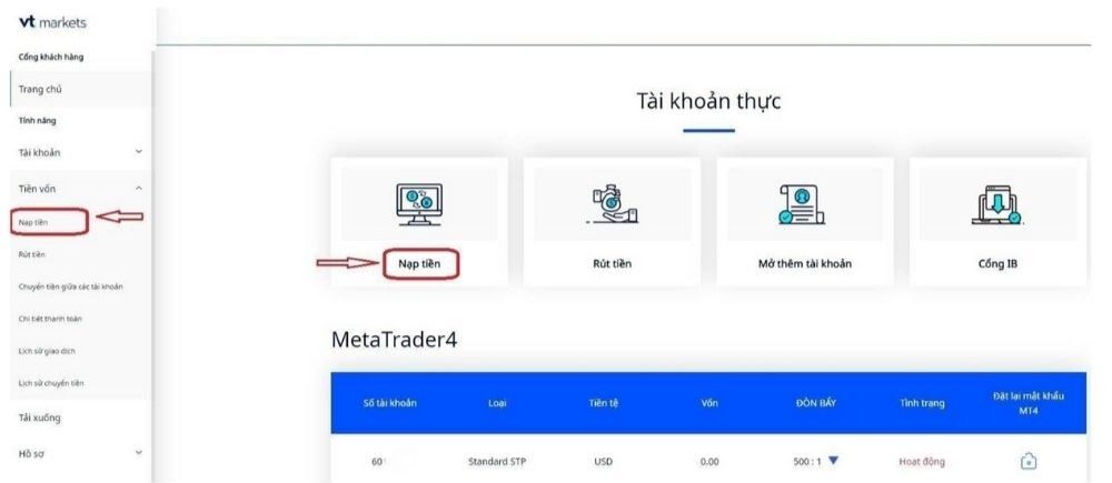 Hướng dẫn quy trình nạp tiền tại sàn VT Markets năm 2025 3 Quy trình nạp tiền tại sàn VT Markets