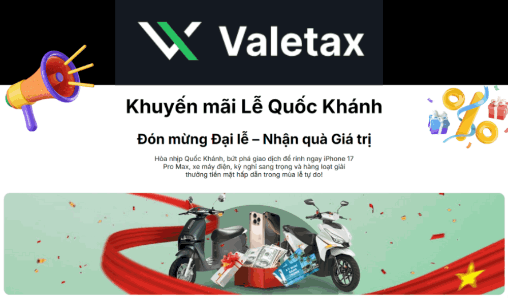Thông báo Khuyến mãi Lễ Quốc Khánh từ sàn Valextax 8 khuyến mãi lễ quốc khánh sàn valetax