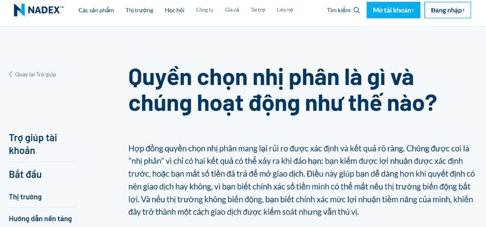 Sàn Nadex có uy tín không? Đánh giá sàn mới nhất 2025 2 Website sàn Nadex