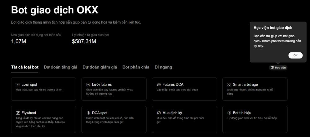Sàn OKX có lừa đảo không? Đánh giá chi tiết sàn 2025 4 Bot giao dịch tại sàn OKX