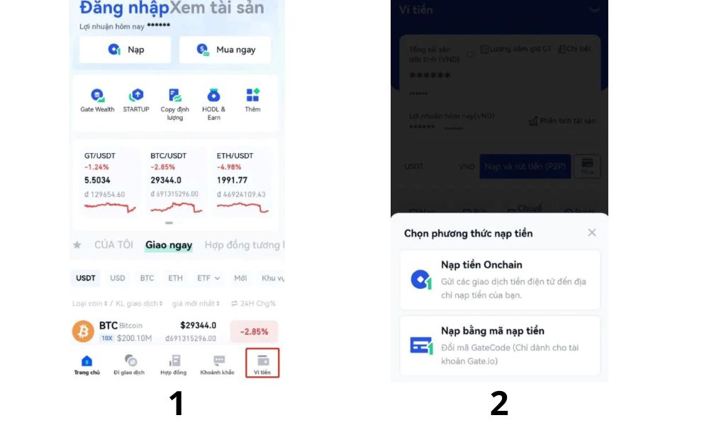 Hướng dẫn cách nạp tiền vào sàn Gate.io chi tiết năm 2025 5 Các bước nạp tiền tại sàn Gate.io qua điện thoại -1