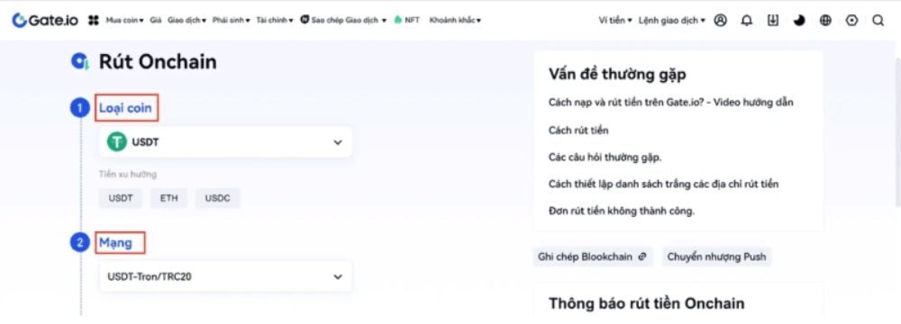 Hướng dẫn cách nạp tiền vào sàn Gate.io chi tiết năm 2025 7 Chọn đồng coin cần rút