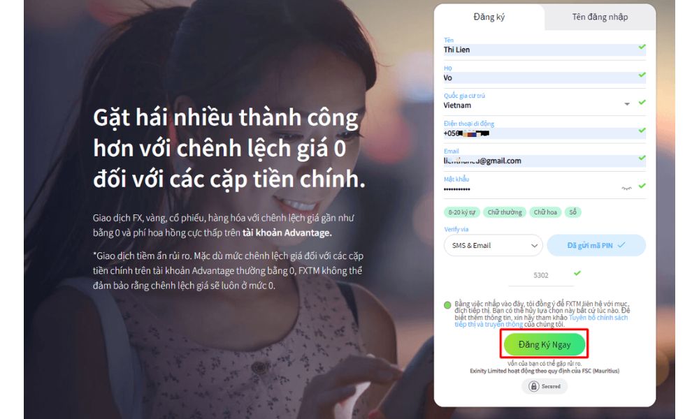 Hướng dẫn chi tiết cách mở tài khoản sàn FXTM năm 2025 3 Điền thông tin đăng ký