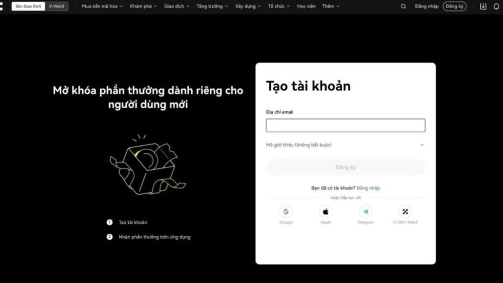 Hướng dẫn chi tiết cách đăng ký tài khoản sàn OKX đơn giản 3 Nhập địa chỉ email tại đây
