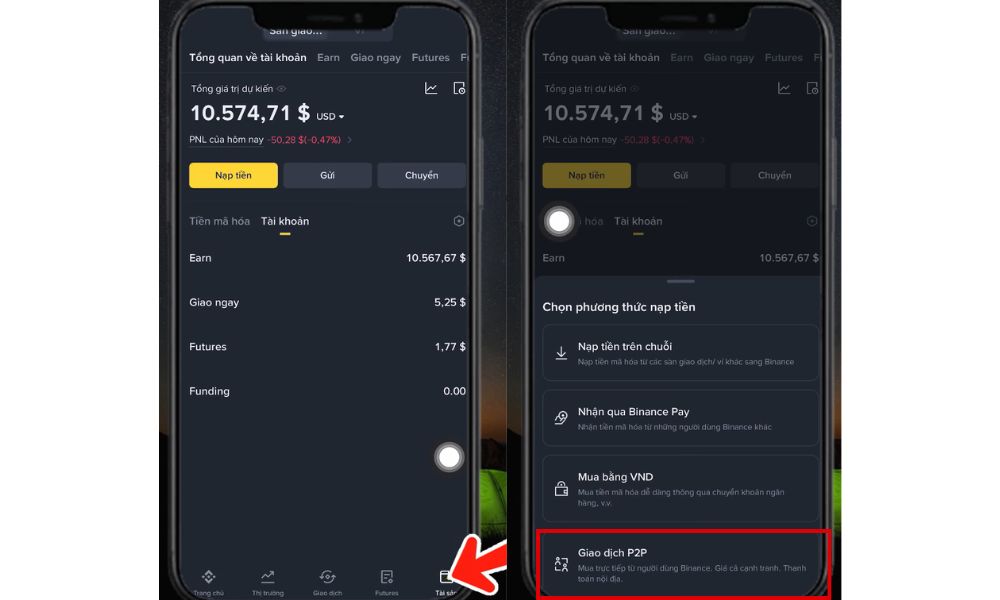 Hướng dẫn nạp tiền vào sàn Binance mới nhất năm 2025 2 Chọn phương thức nạp tiền vào