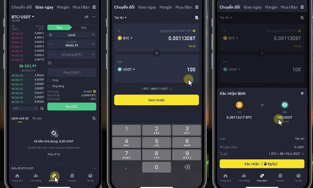 Hướng dẫn cách rút tiền từ sàn Binance mới nhất 2025 6 Chuyển đổi Coin sang USDT