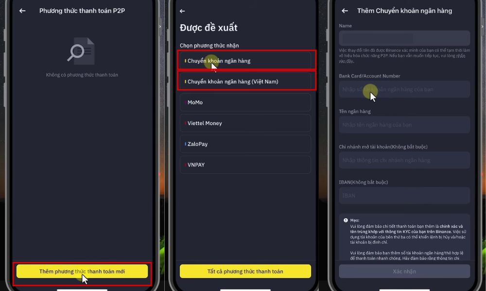 Hướng dẫn cách rút tiền từ sàn Binance mới nhất 2025 5 Điền thông tin tài khoản ngân hàng