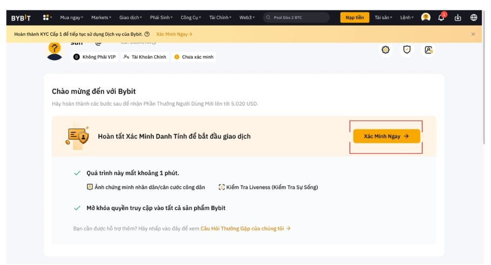 Hướng dẫn cách đăng ký tài khoản sàn Bybit nhanh chóng 5 Hoàn tất xác minh danh tính (KYC)