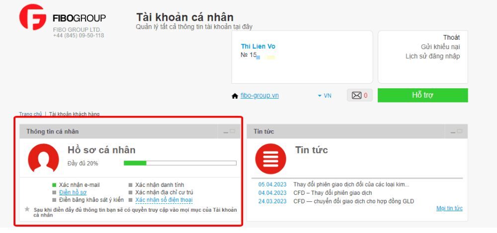Hướng dẫn chi tiết cách mở tài khoản Fibo Group năm 2025 4 Hoàn thiện hồ sơ cá nhân
