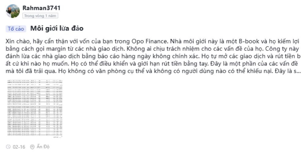 Sàn Opofinance có uy tín không? Đánh giá sàn chi tiết 2025 4 Nhà đầu tư tố cáo sàn Opofinance scam