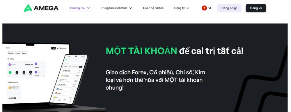 Sàn Amega có lừa đảo không? Đánh giá chi tiết sàn 2025 3 tài khoản giao dịch tại sàn amega