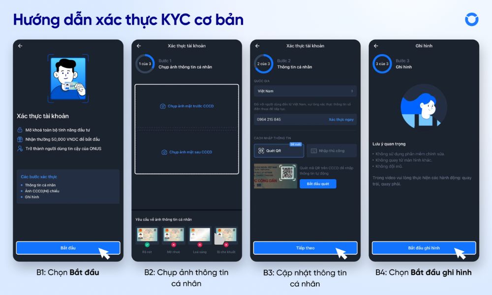 Hướng dẫn đăng ký tài khoản sàn Onus mới nhất 2025 4 Xác thực KYC cơ bản