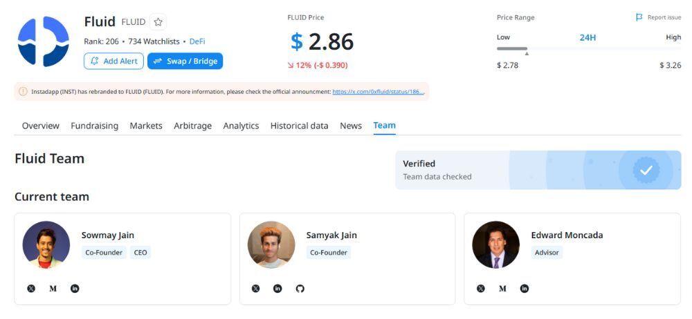 Fluid là gì? Tìm hiểu công nghệ token đột phá trong lĩnh vực DeFi 4 đội ngũ phát triển của fluid