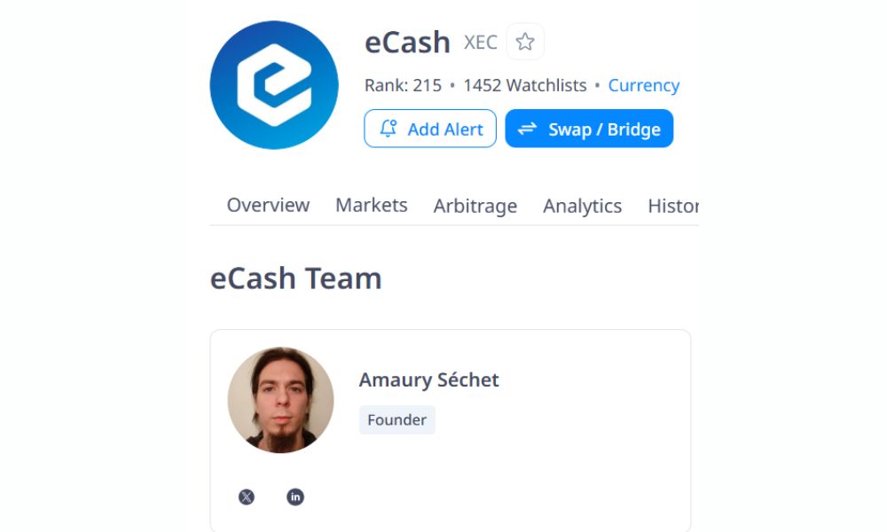 eCash là gì? Tất tần tật về đồng coin kế thừa Bitcoin Cash 6 Đội ngũ phát triển eCash