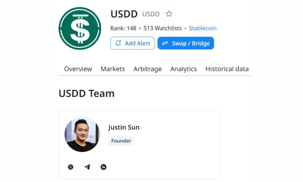 USDD là gì? Đánh giá chi tiết stablecoin của Justin Sun 2026 6 Đội ngũ phát triển USDD
