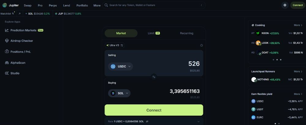 Jupiter là gì? Hé lộ dự án và token đáng chú ý 2 Giao diện website Jupiter