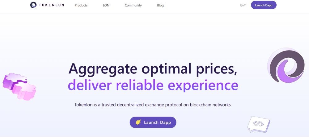 Giao diện website Tokenlon
