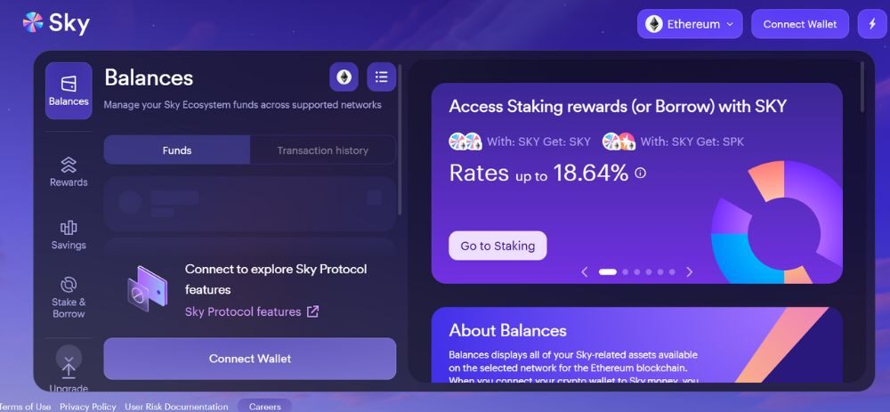 Sky là một giao thức phi tập trung được xây dựng trên blockchain Ethereum