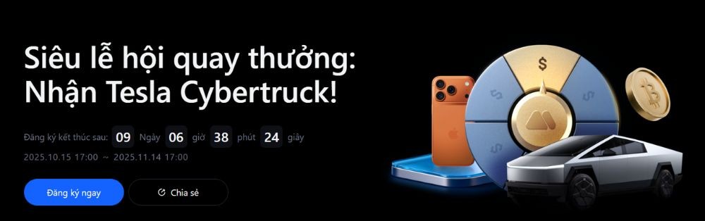 Tham gia MEXC Super Spinfest, nhận ngay cơ hội trúng Tesla Cybertruck 2 Spin & Win a Tesla Cybertruck