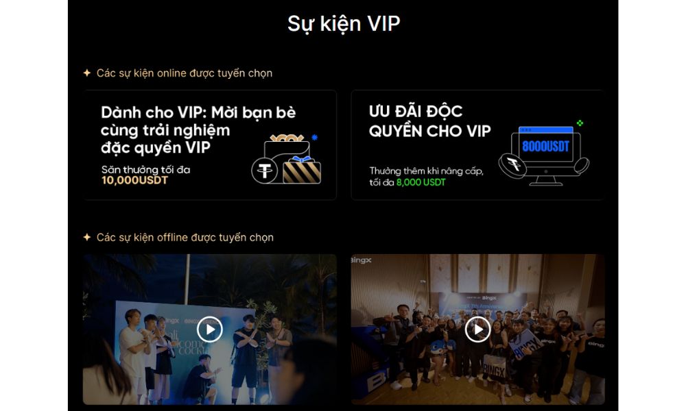 Cập nhật ưu đãi VIP tại BingX 5 Sự kiện dành cho VIP